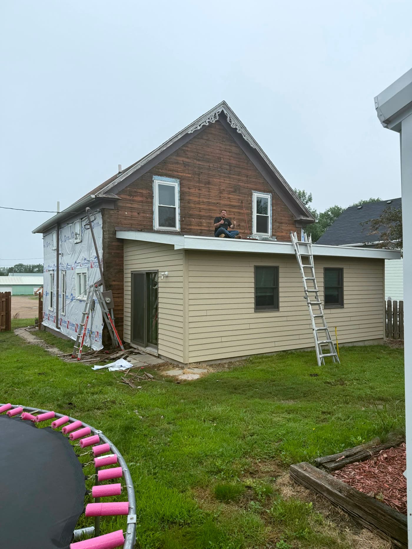 House siding renovation in progress